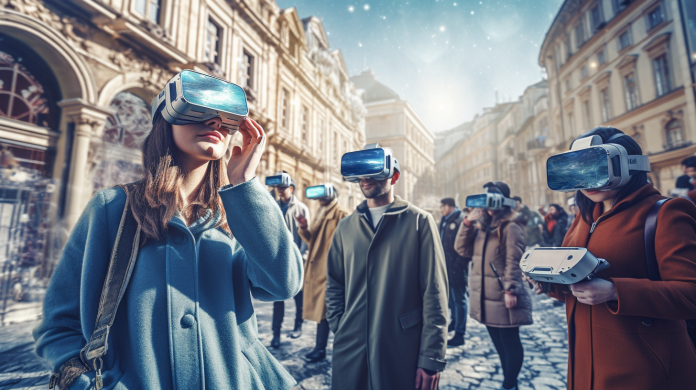 alextravel_A_group_of_tourists_exploring_a_city_using_augmented_8a47293c-a393-47f1-9147-87db899c5486 Туры из будущего